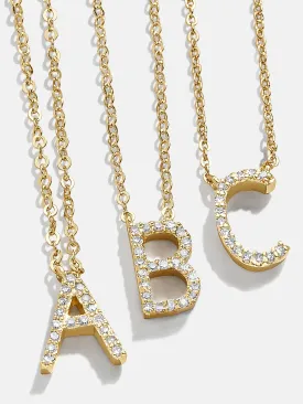 14K Gold Diamond Initial Necklace