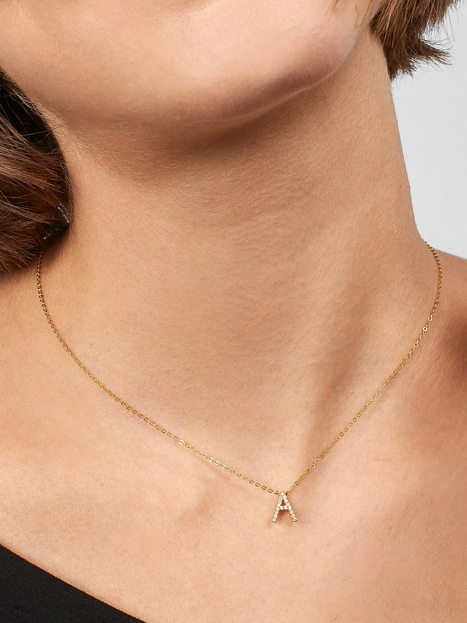 14K Gold Diamond Initial Necklace