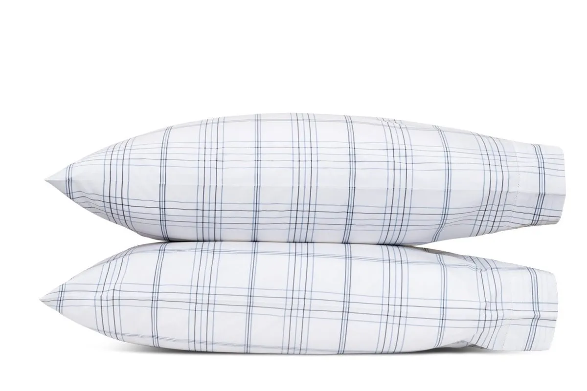 August Plaid Navy Bedding by Matouk | Schumacher