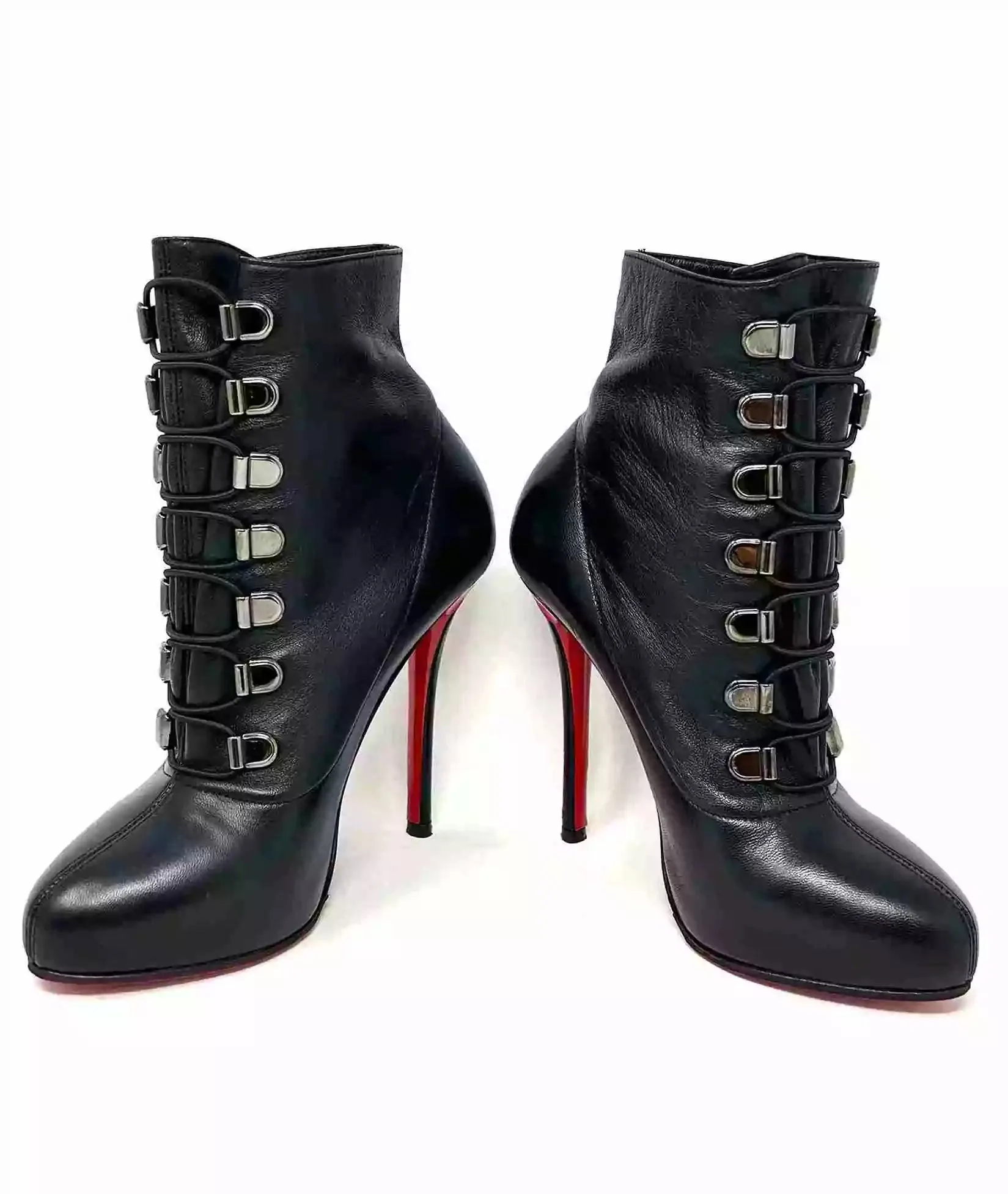 Christian Louboutin Nappa Troopista 120 Black Leather Heel Ankle Boots 35.5 UK 2.5