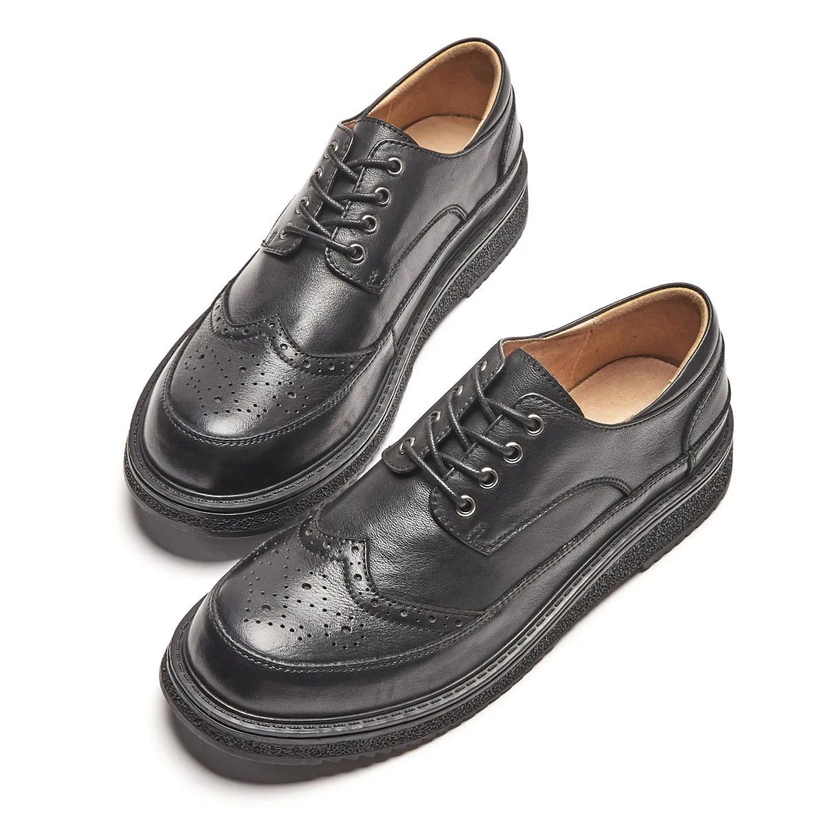 Comfort Soul Brogue Wingtip Black Lace Up Leather Shoes