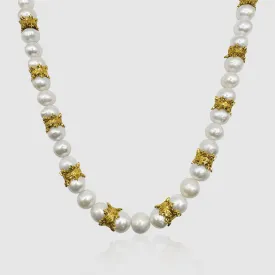 Crown Real Pearl Necklace (Gold)