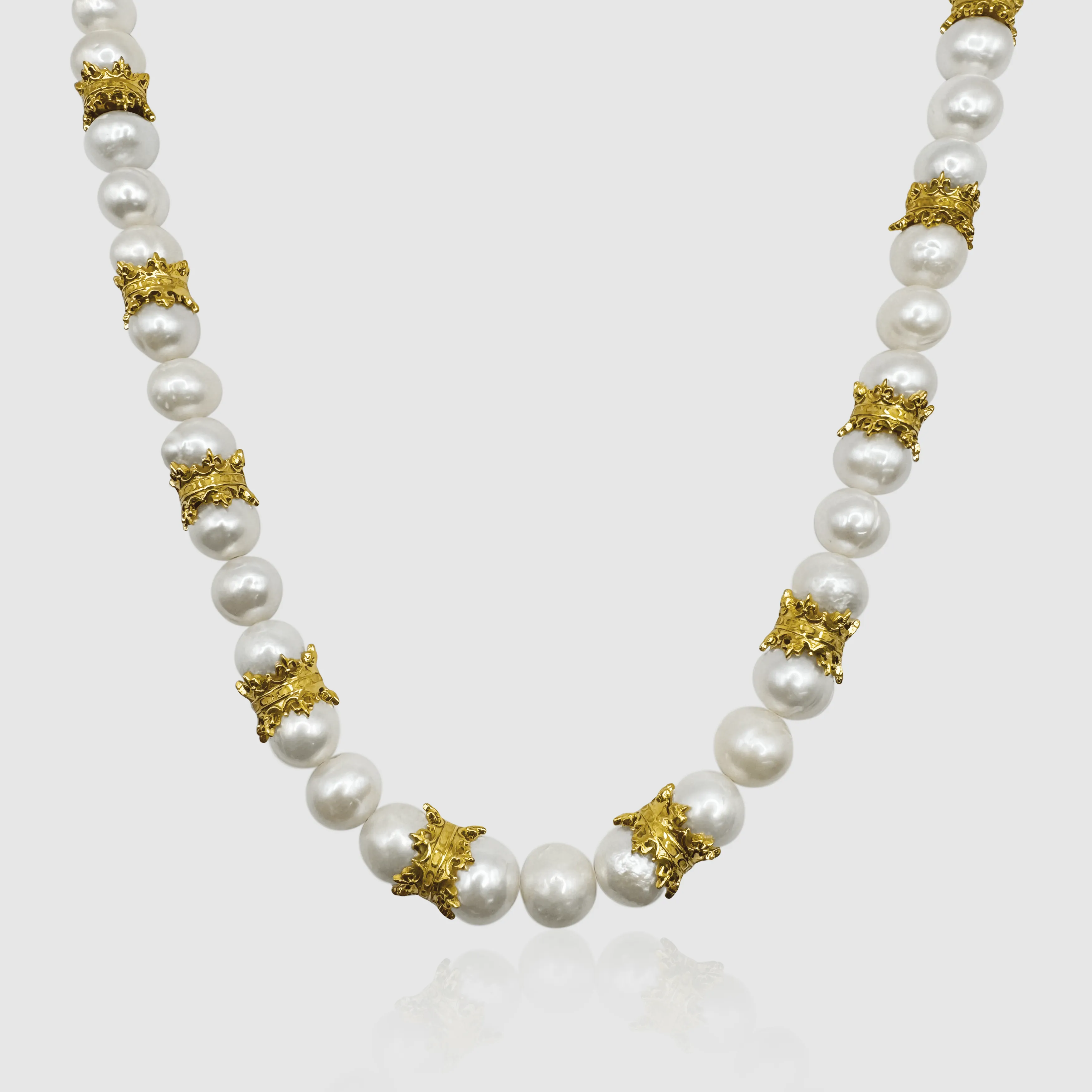 Crown Real Pearl Necklace (Gold)