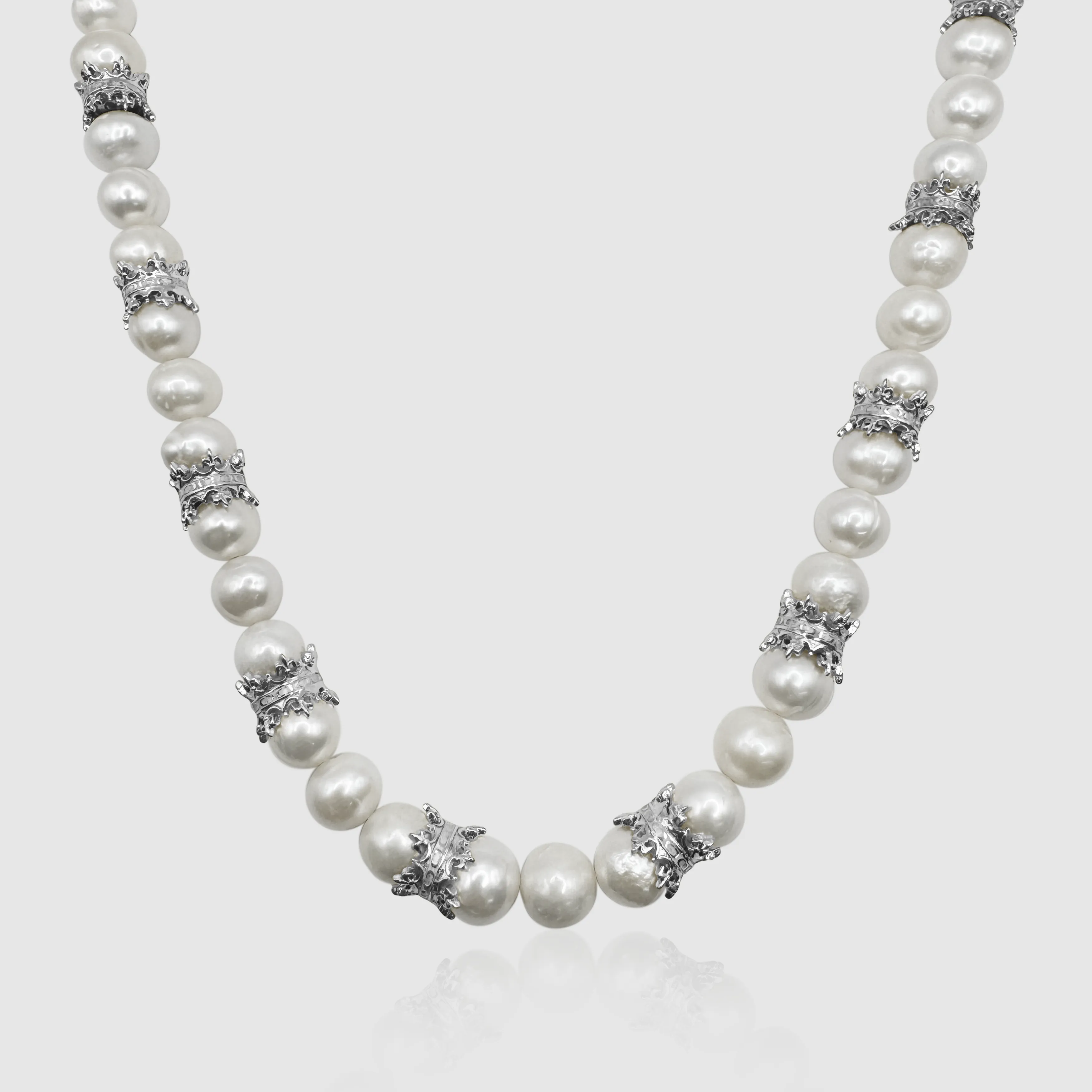 Crown Real Pearl Necklace (Silver)