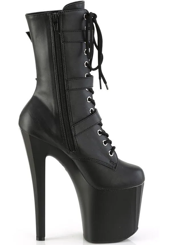 ENCHANT-1043 [Black Faux] | PLATFORM HEELS [PREORDER]