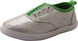 girl's youth size 11-3 silver glitter slip ons Case of 18