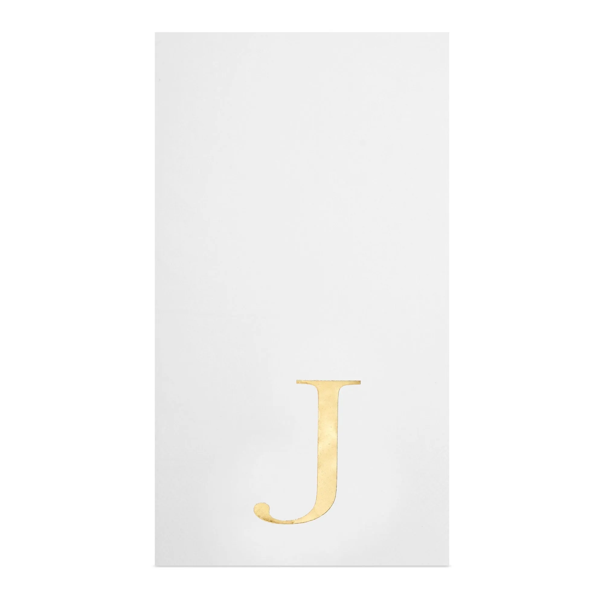 Gold Foil Initial Letter J White Monogram Paper Napkins (4 x 8 In, 100 Pack)