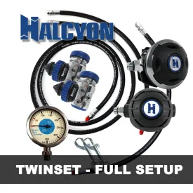 Halcyon Complete Twinset Regulator Set - Premium Diaphragm System - H-50D, Halo, Aura