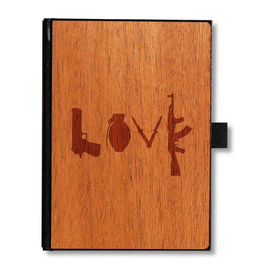 Handcrafted Wood Journal / Planner (Banksy Love Weapons)