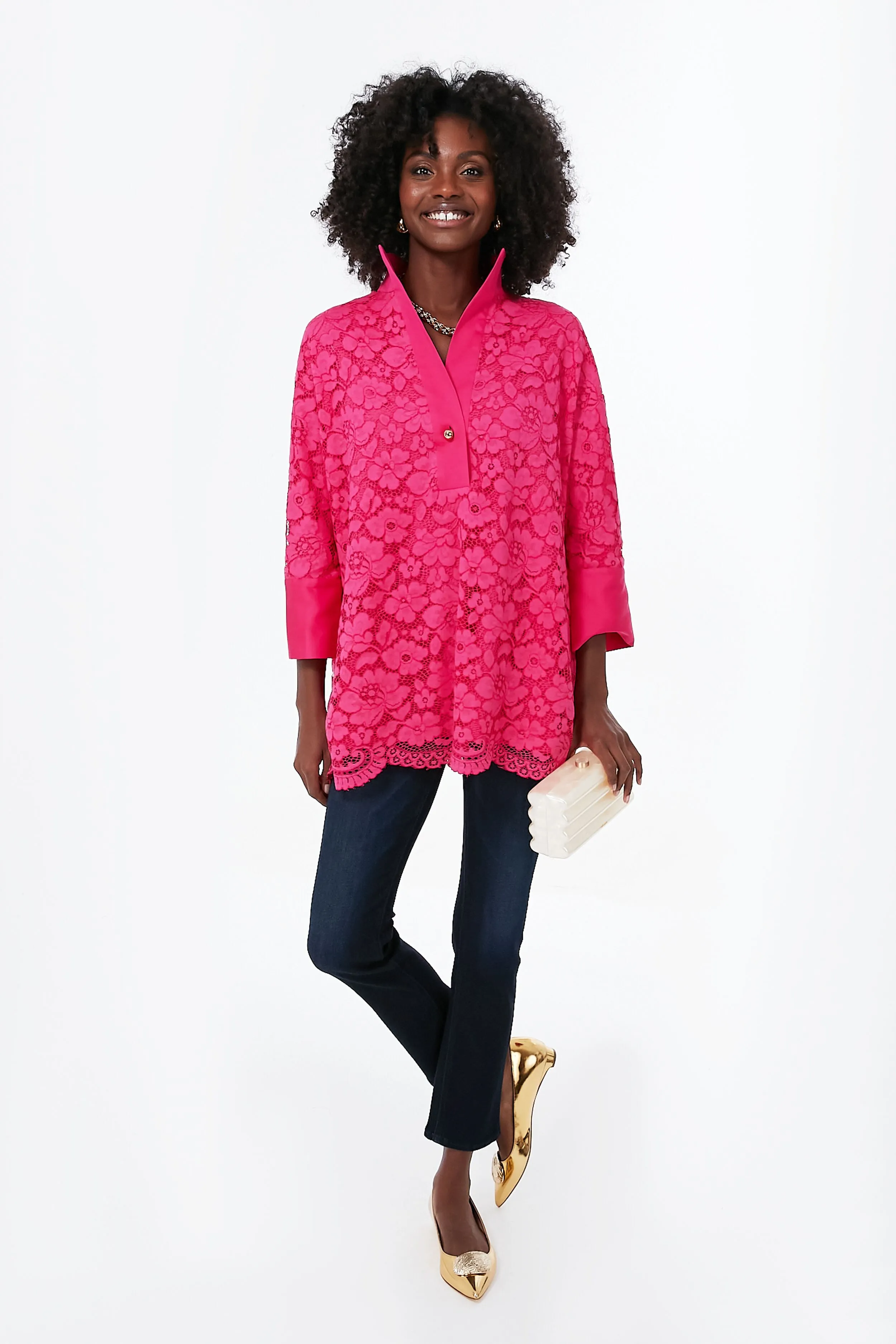 Hot Pink Lace Willow Blouse