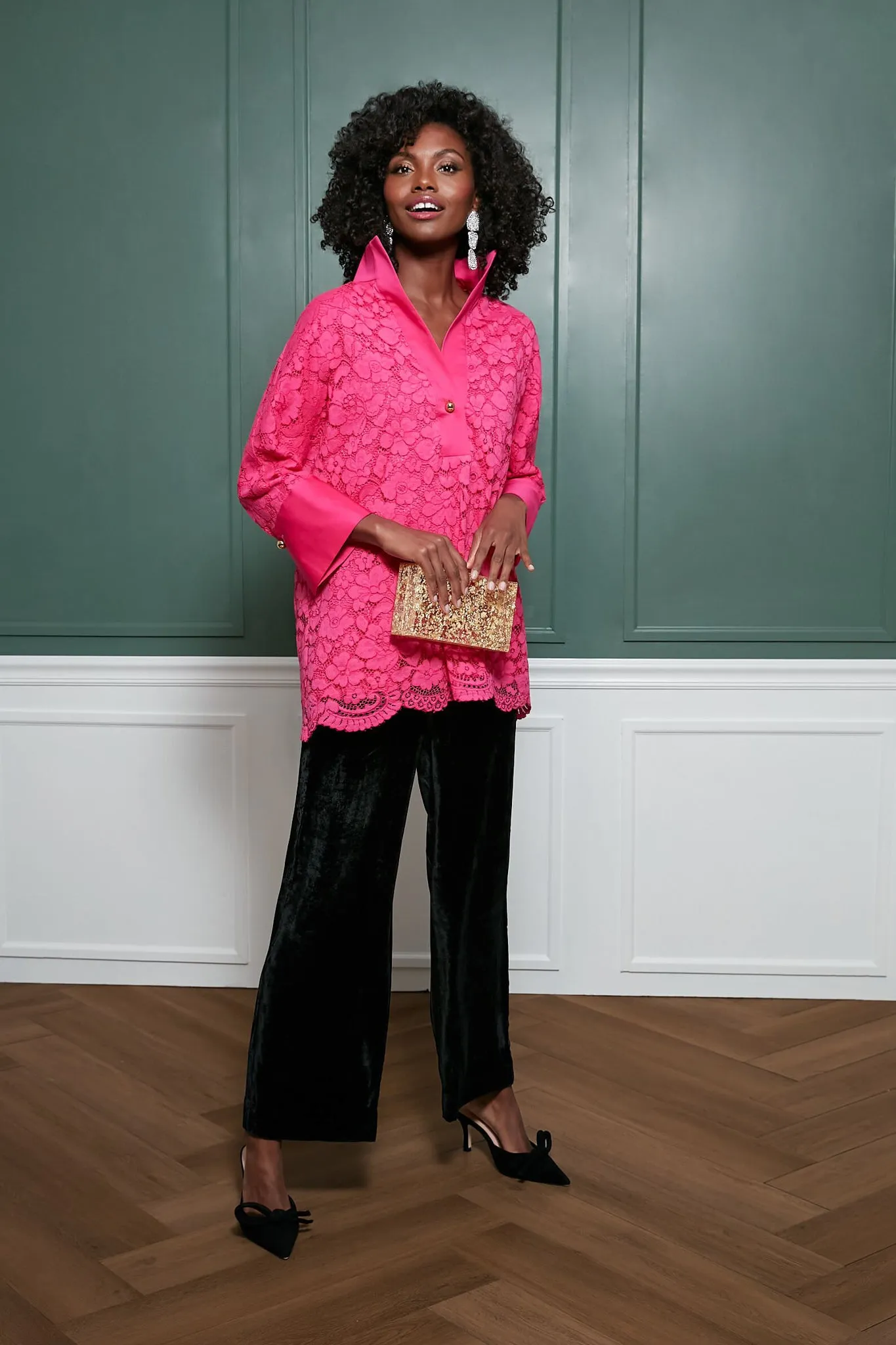 Hot Pink Lace Willow Blouse