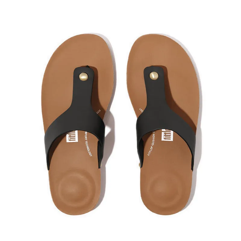 iQUSHION LEATHER TOE-POST SANDALS