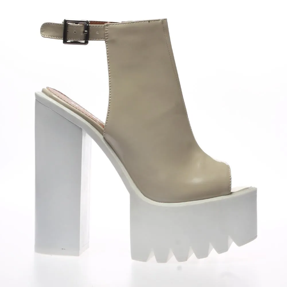 Kelis Nude Cleated Sole Platform Heel Shoes