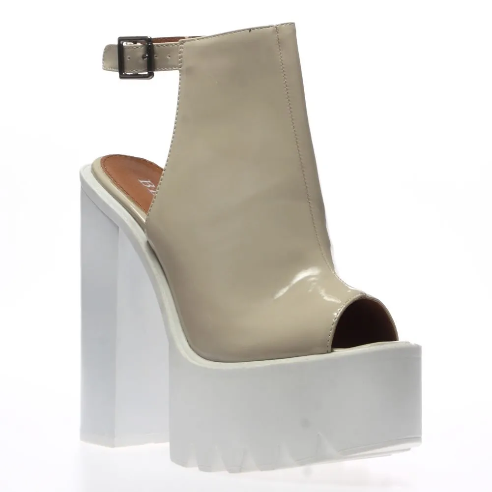 Kelis Nude Cleated Sole Platform Heel Shoes