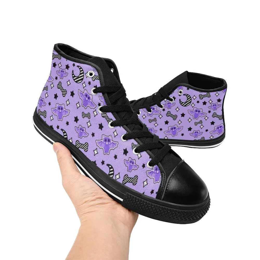 Magical Kawaii Spooky Bats Purple Women's High Top Sneakers