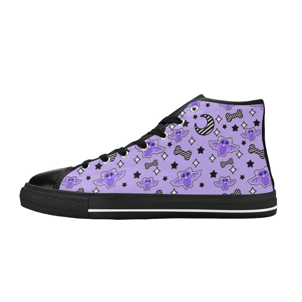 Magical Kawaii Spooky Bats Purple Women's High Top Sneakers