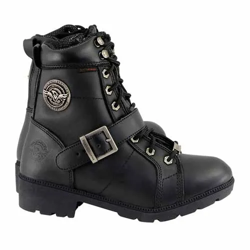 Milwaukee Leather MBL9326WP Women's Premium Black Leather Lace-Up