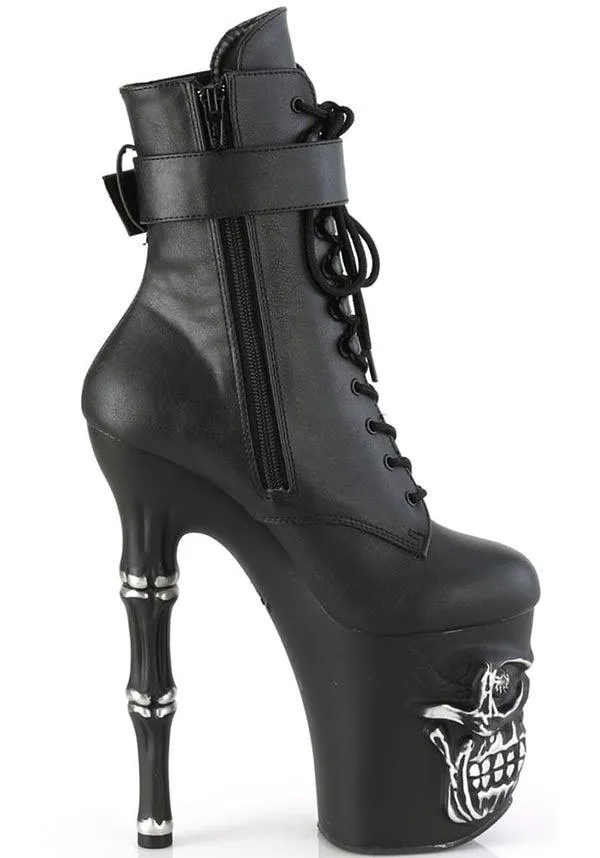 RAPTURE-1020STR-LT [Black Faux] | PLATFORM HEELS [PREORDER]