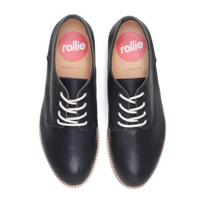 Rollie Womens Derby Super Soft Black Tumble Leather Shoe