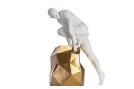 Sensuality Man Sculpture // Matte White And Gold - Home Decor