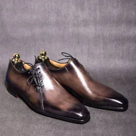 Tailor Made Handmade Two Tone Genuine Leather Whole Cut Oxford Men's Shoes