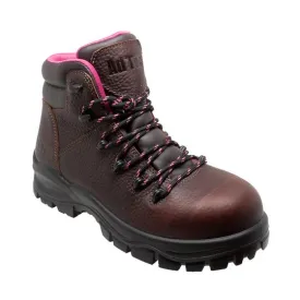 Women 6'' Waterproof Soft Toe Work Boot Brown Leather Boots