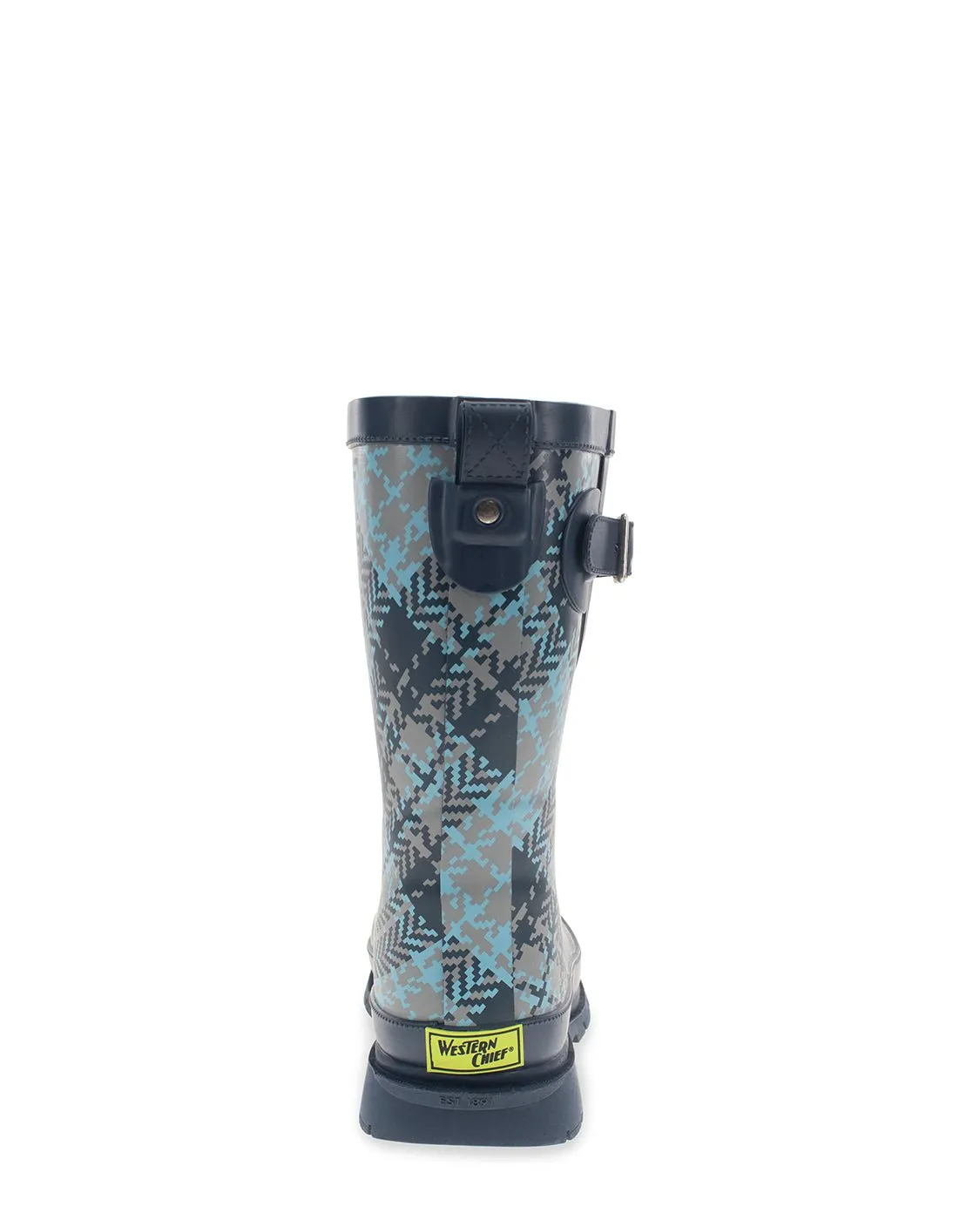 Women's Tweed Plaid Faux Fur Mid Rain Boot - Black